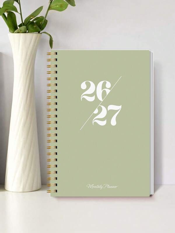 BUBU 1pc 2026-2027 Weekly & Monthly Planner Notebook, Spiral Bound Daily Schedule Academic Appointment Book, Productivity Organizer For Home, School And Office Use, A5 Size, Back To School Supplies