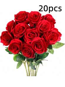 1pc/5pcs/10pcs/12pcs/20pcs Red 20-Inch Artificial Roses, High-End Lifelike Flowers, Suitable For Home Decor, Room Decor, Dining Table Decor, Wedding Decor, Bridal Bouquet, Wrist Corsage, Flower Arrangement, Etc. Applicable For Home, Restaurant, Bedroom, Vase Decoration, DIY Birthday Party Cake Decor, Valentine's Day And New Year Gifts, Photography Props, Vase Decor, New Year Decor, Outdoor Garden Decor. - Red - View 13