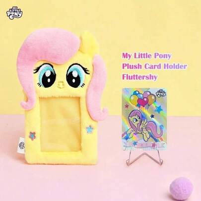 Hasbro Official Plush Card Holder - Fluttershy Pinkie Pie Twilight Sparkle Character | Soft ID Card Pouch With Back Card & Star Decor For School Girls