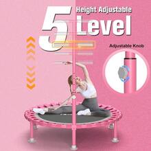 Foldable Mini Trampoline, 40" Rebounder For Adults & , 450lbs Capacity With T-Shaped Adjustable Bar, Indoor Fitness Workout Exercise Equipment - 1default - View 3