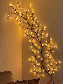 1pc 5.9ft/1.8m Artificial Tree Branch Lamp, Soft & Flexible Willow Branch Design, USB Powered, 8 Lighting Modes, Suitable For Indoor Living Room & Bedroom Decor, Atmosphere Lighting, Party, Birthday, Christmas Decoration
