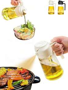 1 Aceitera de cocina, botella de aceite de apertura y cierre automático, aceitera de cocina, aceitera de vidrio, tanque de almacenamiento de aceite de oliva a prueba de fugas, dispensador de vinagre, cocina, horneado, ensalada, barbacoa, utensilios de cocina