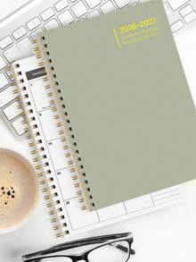 全新2026年1月至2027年12月月度计划本，简约活页设计，粉色，包含每日、每周和每月计划，适用于记录会议议程、工作计划、学习计划、日常日记，办公及学习用品，2026年新年礼物