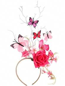 1件万圣节玫瑰蝴蝶头饰发箍帝王蝶头箍皇冠茶会服装头饰 - 多色 - 查看 12