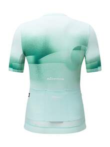 HISERWA Maillot de ciclismo verde menta de manga corta para hombres, con cremallera YKK, de tela elástica, transpirable y de secado rápido, con protección UV, adecuado para carreras y ciclismo profesional al aire libre