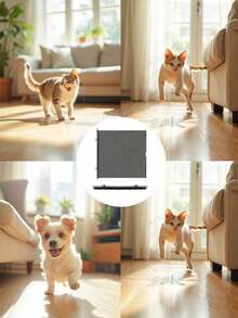 Puerta de versátil para mascotas - Puerta extensible para mascotas, portátil y ajustable - Puerta de para perros para interiores y exteriores - Fácil instalación como barrera para escaleras - Se puede usar para aumentar la altura de una puerta de para mascotas - Tela sin malla - Material de PVC - Negro - Ver 7