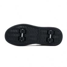 Teenagers' Roller Skates, 4-Wheel Detachable, Boys' Black & White, Multi-Functional Heelys, Ice Skates, All Season, Star Lace-Up Casual Sports Shoes