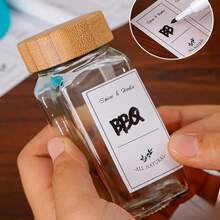 Bộ 24/12/6 hũ thủy tinh vuông, thích hợp đựng gia vị nướng, muối tiêu, gia vị rắc, bao gồm nắp gỗ, nhãn và cọ rửa, dụng cụ sắp xếp nhà bếp (Kiểu phụ kiện ngẫu nhiên) - Nhiều màu - Xem 6