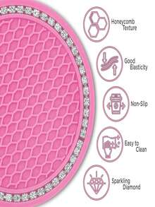 2pcs Rhinestone Decor Car Coaster