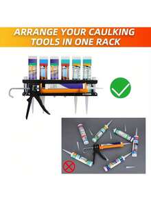Soporte para pistola de calafateo - Base horizontal organizador de sellador con estantes prácticos, montado en la pared para el garaje y el espacio de trabajo
