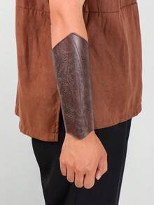 1Pc Unisex PU Leather Wrist Bracer Viking Medieval Wristband Arm Guard Armor For Renaissance Faire Larp Cosplay Prop Punk Rivet Decor Bracelet