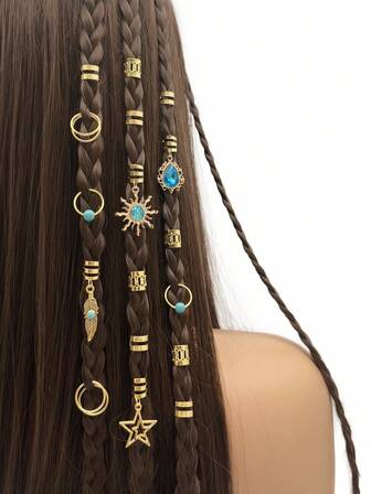45pcs Baroque Sea Elements Dreadlocks Hair Accessories For Summer Hair Jewelry For Dances And Parties Music Festival