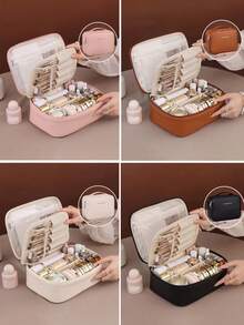 1pc Summer Travel Cosmetic Bag, Waterproof Bathroom Toiletry Bag, Multi-Functional Makeup Organizer Bag, Makeup Brush Holder, Handbag For Lipstick, Perfume, Cosmetics, Skincare, Beauty Tools, Ideal Gift For Girlfriend, Mother, Best Friend For Holiday, Camping, Daily Use