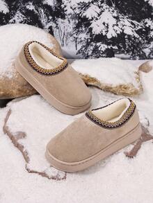 1 Paio di pantofole da donna con suola spessa e termiche, pantofole in pile antiscivolo per interni adatte per la maternità, ideali per Natale, autunno/inverno - Cachi - Visualizzare 5