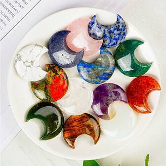 1 件 30 毫米小月亮 - 天然水晶玛瑙星月，绝佳 DIY 创意，新月配饰装饰，绝佳礼品