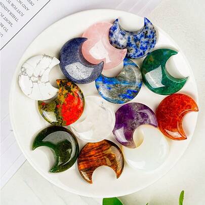 1pc 30mm Small Moon - Natural Crystal Agate Star & Moon, Great DIY Idea, Crescent Accessory Decoration, Excellent Gift Idea