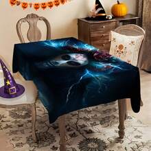 1/20pcs Halloween Theme Tablecloth,Non-Slip Durable Rectangle Polyester Tablecloth,For Family Kitchens,Banquets & Patios,Halloween Party Decoration - Multicolor - View 4