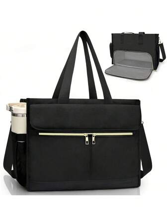 Bolsa de almuerzo aislada con compartimento para portátil de 15.6", bolsa de trabajo impermeable con bolsillo lateral de 40 oz para mujeres, bolsa de almuerzo para mujeres, lonchera para la escuela