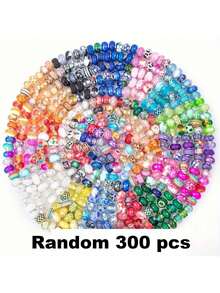 10/30/50/100/200/300 件混色灯工隔珠，大孔欧式珠子，适合 DIY 仙女棒、花园珠、钥匙扣、项链、手链首饰制作 - 彩色 - 查看 21