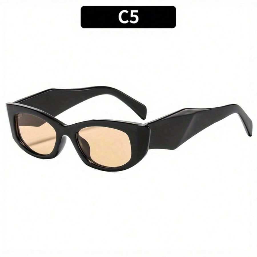 1 Pcs/Set, New Irregular Sun Protection Outdoor Sunglasses, European And American Style Personalized Sunglasses, High-End Sunglasses - Black frame light tea leaves - View 1