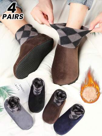 1/2/4 pares de calentadores de piernas para adultos, calentadores de piernas suaves y antideslizantes para interiores para hombres, para otoño/invierno, calcetines de temporada