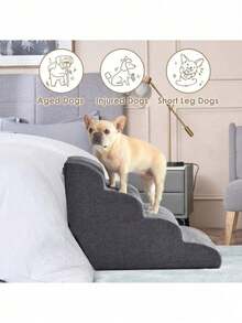 Kleine/mittlere Hunde Treppe - rutschfeste abnehmbare Stufen, dicke Memory-Schaum Gradientenleiter, schützt Wirbelsäule & Gelenke