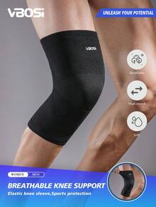 VBOSI 1 pieza Manguito elástico de compresión para la rodilla para mujer y hombre, accesorios para baloncesto, ciclismo, correr, gimnasio, rodilleras deportivas y rodilleras de gimnasio - Negro - Ver 2