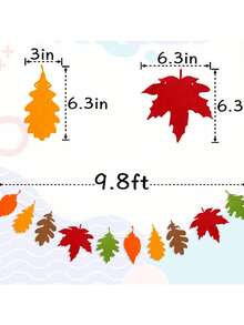 10pcs Rustic Felt Leaf Wreaths, Maple Leaf Garland Banners, Suitable For Thanksgiving & Christmas Decor, Thanksgiving Party Decorations, Autumn Harvest Festival Farmhouse Decor Banners, Perfect For Fireplace Mantel & Home Decor Hanging Banners, Autumn Holiday Gathering Family Atmosphere Decorations