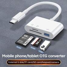 3-In-1 SD Card Reader Adapter, Camera Viewer, Portable Plug And Play For SD/TF/Micro SD Cards - White - View 4