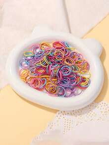 100 buc/pachet elastice de păr în culorile bomboanelor pentru bebeluși și copii, benzi de păr de înaltă elasticitate, care nu dăunează, accesorii de păr la modă pentru zi cu zi și sărbători - Multicolor - Vizualizare 3