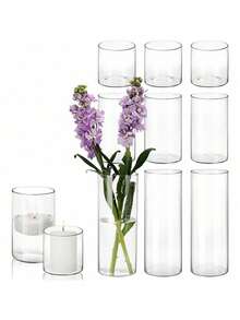 4/1 lọ thủy tinh đựng hoa, lọ trong suốt cao để trang trí trung tâm, đồ trang trí đám cưới, đế nến nổi hình cơn bão, lọ hiện đại đơn giản, trang trí nhà cho bữa tối trang trọng - Trong sáng - Xem 9