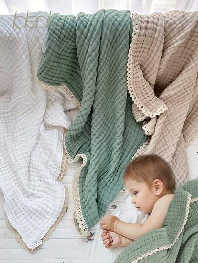Baby Six Layers Gauze Thread Lace Blanket, Swaddling Cloth ,Baby Stroller Cover Blanket Bath Towel
