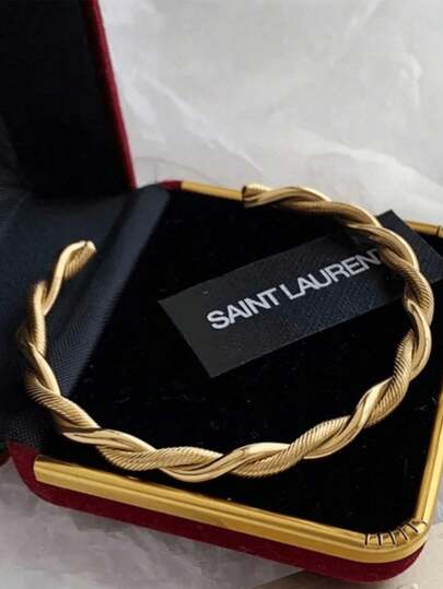 Pulseras abiertas con encantos y brazaletes retorcidos de color dorado de acero inoxidable 316L, joyas de pulseras finas y simples para mujeres