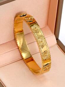 Bộ trang sức nhẫn và vòng tay hoa bằng thép không gỉ 316L mạ vàng 18K 2 chiếc/bộ, phù hợp với trang phục hàng ngày của phụ nữ, thiết kế hoa phổ biến cổ điển của Châu Âu và Châu Mỹ, chống thấm nước, trang sức vàng thường ngày thanh lịch và sang trọng, bộ trang sức cưới, quà tặng cho bé gái, phụ nữ, mẹ, người thân, bạn bè, đám cưới đẹp, sinh nhật, ngày của mẹ, bạn gái, ngày lễ tình nhân - Vàng - Xem 2