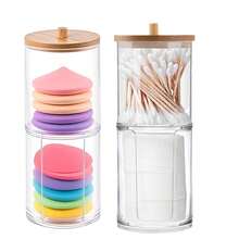 透明亚克力化妆品收纳盒，化妆棉、棉签、牙签收纳盒，带盖 - 彩色 - 查看 6