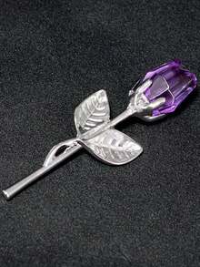 1pc Crystal Red Rose Gift With Silver Leaf Infinity Flower|Handmade Wrapped|Thanksgiving/Wedding/Anniversary/Valentine's Day Gift For Her - Multicolor - View 15