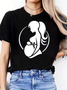 Camiseta Casual Para Mujer "Mejor Mamá Del Mundo" - Cuello Redondo Suave Y Elástico, Cómoda Para Todas Las Estaciones, Lavable A Máquina, Idea De Regalo Para El Día De La Madre, Diseño Sentimental, Tejido Ajustado Y Confortable - Oscuro - Ver 1