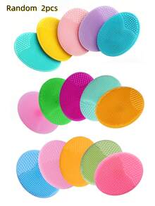 4 piezas/2 piezas/1 pieza Cepillo facial de limpieza de silicona pequeño, cepillo de champú para bebé, eliminador de puntos negros, cepillo suave redondo para lavar el cabello (color aleatorio)