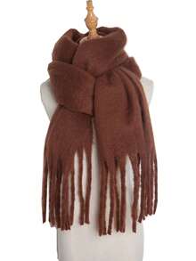 1 pieza Chal y bufanda de gasa con flecos de unicolor para vestido - Rosa - Ver 7