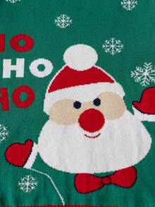 Kids Santa Claus Pattern Long Sleeve Sweater, Christmas Gift, Crew Neck Pullover Suitable For Christmas Party, Daily Wear, Spring, Autumn, Winter - Green - View 7