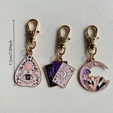 3个日月造型钥匙扣 - 合金材质，龙虾扣，适合DIY钥匙扣、包包和钱包 - 时尚女装配饰，馈赠亲朋好友的绝佳礼物 - 彩色 - 查看 4