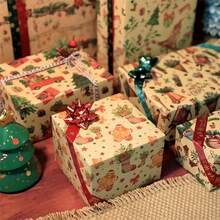 12pcs Vintage Yellow Christmas Gift Wrap Set With Reindeer & Tree Designs - Perfect For Holiday Presents, Birthdays & Party Favors Gift Wrapping Accessories(3/6/12pcs) - Multicolor - View 2