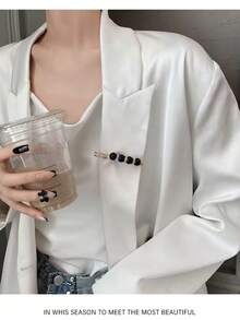 New Faux Pearl Waist Adjustment Tool! Dual Functions Of Waist Tightening/Reduction & Anti-Exposure Versatile For Pants Skirt Waist Also Can Be Used As Brooch Essential For Sweet Ladies Y2K