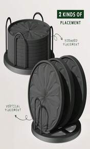 Lazebox Coasters Set Of 8 For Drinks, Beer, Coffee, Cotton Woven 4 Colors Absorbent Coaster With Holder, Boho Coasters For Home Decor Tabletop Protection Suitable For Kinds Of Cups, Coffee