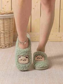 Lindas y cálidas pantuflas de felpa antideslizantes para adolescentes, niños y niñas, pantuflas para interiores, otoño/invierno