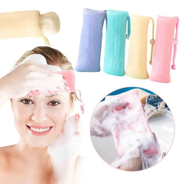 4pcs Facial Care Tool Set: Thickened Foaming Net, Convenient Soap Foaming Net Bag, Hanging Net Bag, Suitable For Foaming Facial Cleanser And Soap, Essential Tools For Men And Women's Daily Face Washing And Bathing