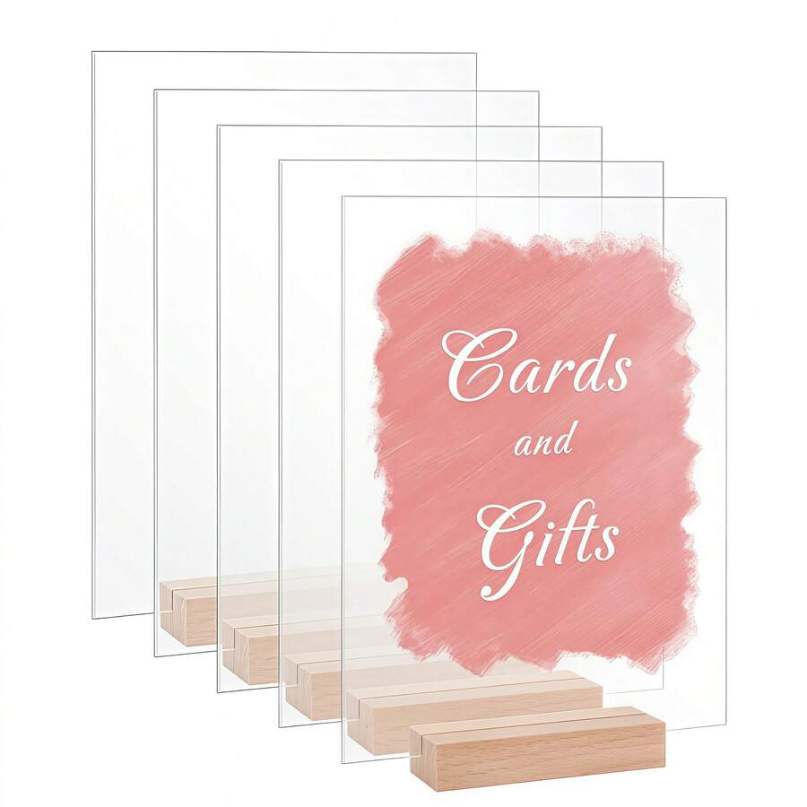 1/5/10 Packung leere klare Bogen Acrylschilder mit Holzständern, 4x6 Zoll gewölbte runde Acrylplatte, leere klare Bogen Schilder, DIY Acryl Bogen Tischnummern, für DIY Namenskarten Geschenke Veranstaltungsschilder Dekoration, Hochzeitsempfang, Tischmitte, Dekoration, Party, Jahrestag, Veranstaltung