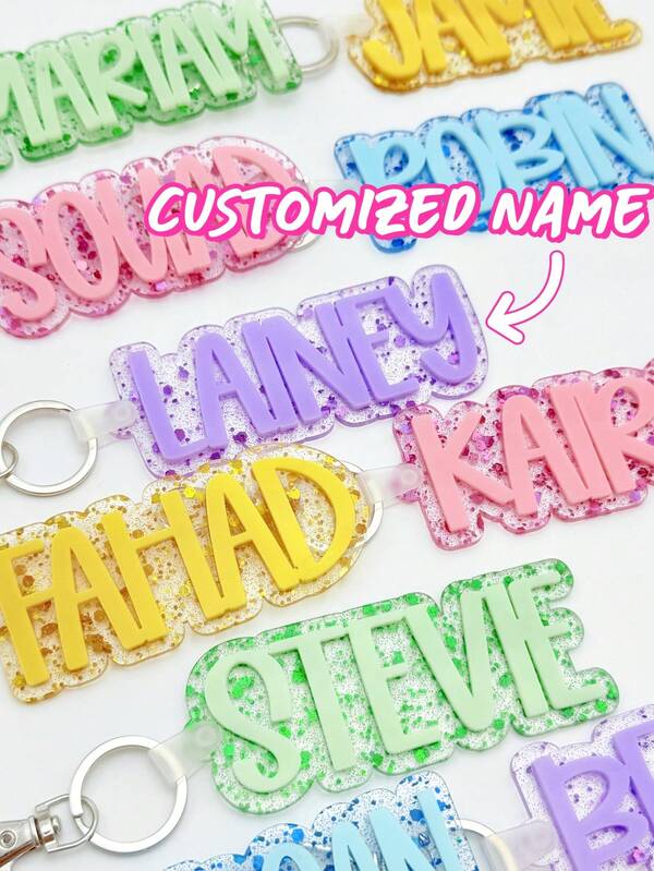 1 Stück personalisierter Rucksack Schlüsselanhänger, Namensschild, individualisierbar mit Ihrem Namen, Acryl Namens-Schlüsselanhänger, Reise, Alltag, glänzend, funkelnd, niedlich, Klassenzimmer, personalisierter Rucksack-Anhänger, Schulmaterial, Rückkehr zur Schule, Blumen Schulnamen-Anhänger, Lunchbeutel-Anhänger, Schleifen-Rucksack-Namensanhänger, Schlüsselanhänger Schule, Wickeltasche-Anhänger
