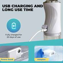 四合一口腔护理电动水牙线，粉色牙科冲洗器，USB 充电，3 种模式和 4 个喷嘴，220 毫升水容量，IPX7 防水，适合家庭、旅行和男女礼物携带 - 白色 - 查看 7