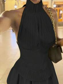 Rochie sexy cu imprimeu os de pește pentru femei, cu spate decolteu, cu nod, fustă scurtă cu design romantic plisat, rochie de absolvire, îmbrăcăminte gotică sexy de Crăciun pentru femei